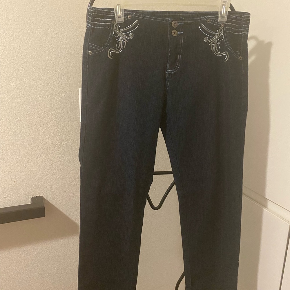 Elegant Dark Blue Straight Leg Jeans